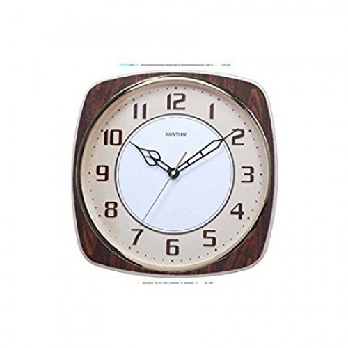 Rhythm Value Added Wall Clock Woodgrain Case,3D Numerals,Silent Silky Move Analog(33.0x33.0x4.0cm)